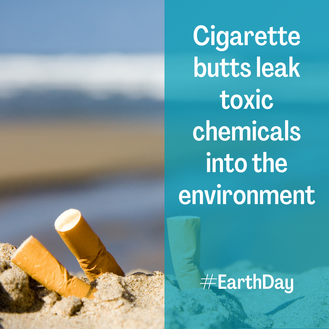 Cigarette butts leak toxic chemicals into the environment #EarthDay